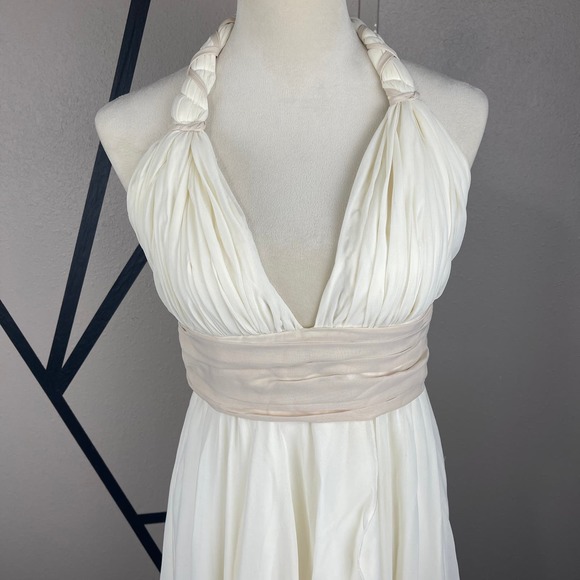 L1005 Haltertop A-line Backless Beads Chiffon Dress Size XSmall - Picture 2 of 9